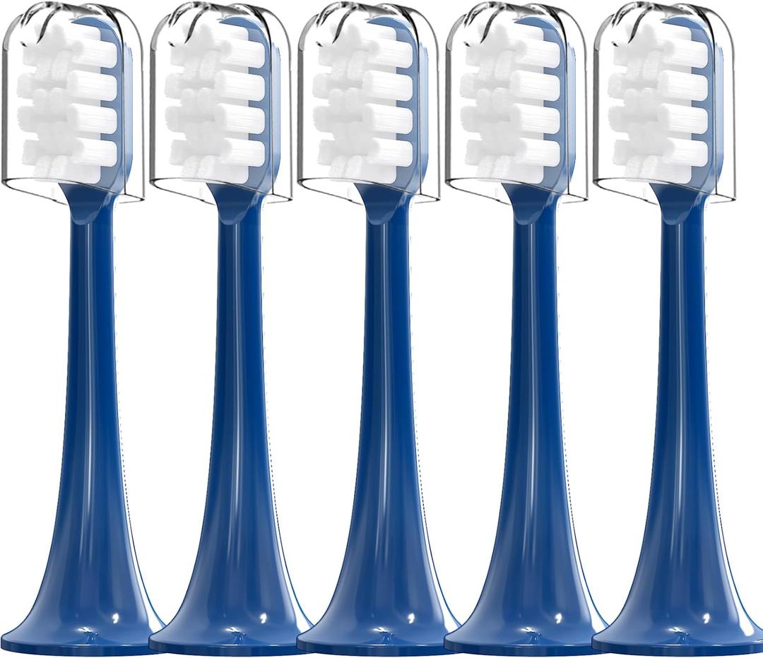 Toothbrush Replacement Heads Compatible with Snow Gen2 Electric Toothbrush, No LED Whitening, with Dust Cover,5 Pack (Polar Blue, Medium)