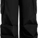 Floerns Women's Leopard Straight Leg Cargo Pants Cheetah Drawstring Ruched Trousers (Medium)