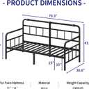 14 Inch Daybed-Frame, Twin-Daybed with Classic-Headboard - Heavy Duty Steel Slats,Metal Sofa Bed Frame for Living Room Bedroom Guest Room, Easy Assembly(Black), Minimalist