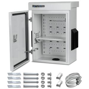 Outdoor Electrical Box, Cold-Rolled Steel Plate, Aluminum Alloy Back Beam, One-Piece Ventilation Design, IP65 Waterproof, Wall/Pole Mounted (17.8" x 13.8" x 8")