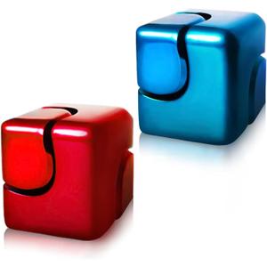 2pc Fidget Spinner Toys Cube Adults, Easter Basket Stuffers for Teens Metal EDC Cool Desk Gadgets Office Toys Small Anxiety Figette Sensory Toy, ADHD Tool Fingears Figet Stress Valentine Gift for Boy (Blue+red)