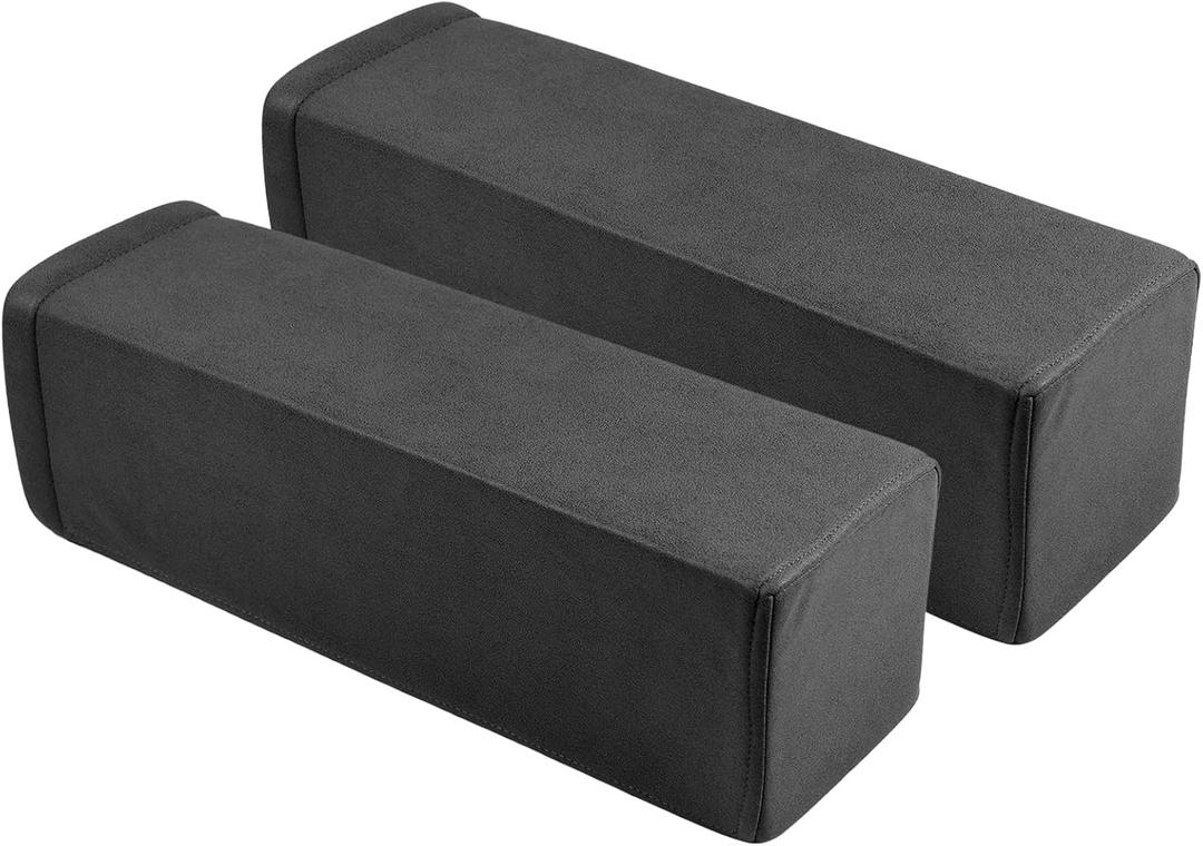 2 Pack Couch Arm Rest Pillow, 6''x6''x20'' Leatharie Waterproof Cover, High Density Foam Armrest Cushion, Removable & Washable Elbow Support for Sofa, Bed, and Armchair (Black) (5.9x5.9x19.7 IN)