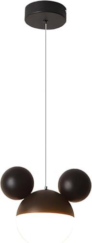 Cartoon Mouse Pendant Lighting for Kitchen Island, Creative Personality Iron Chandelier ，Pink Children's Bedroom Adjustable Cord Ceiling Lamp Shade Hanging Lights for Cafe Dining Room Bedroom (Black)