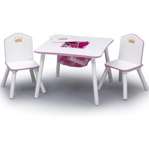 Delta Children Princess Crown Kids Wood Table and Chair Set with Storage - Greenguard Gold Certified, White/Pink Delta Children Princess Crown Kids Wood Table and Chair Set with Storage - Greenguard Gold Certified, White/Pink