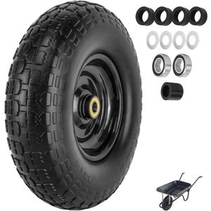 4.00-6" Tire Flat Free 13" x 3.5" (1Pcs) Universal Solid Wheelbarrow Tire with 5/8" and 3/4" Bearings 1.77 Hub Centered, for 4.00-6, 3.50/2.50-8, Wheelbarrow Wheels