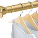Closet Rods for Hanging Clothes, 17 to 39 Inch Heavy Duty Stepless Adjustable Closet Hanging Rod, 1.3 Inch Diameter Metal Closet Rod for Wardrobes Laundry Bedroom RV, Gold