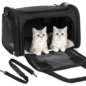 Discala Cat Dog Carrier Pet Carrier for Small Medium Cats Puppies Dog Carriers for Small Dogs Collapsible Soft Sided Cat Travel Carrier - Black 21 * 13 * 13