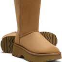 Genuine Suede Women's Snow Boots for Women Mid Calf Boot with Side Zipper Comfortable Warm Winter Boot Anti-Slip Outsole Outdoor Brown Size 7.5 (Brown)