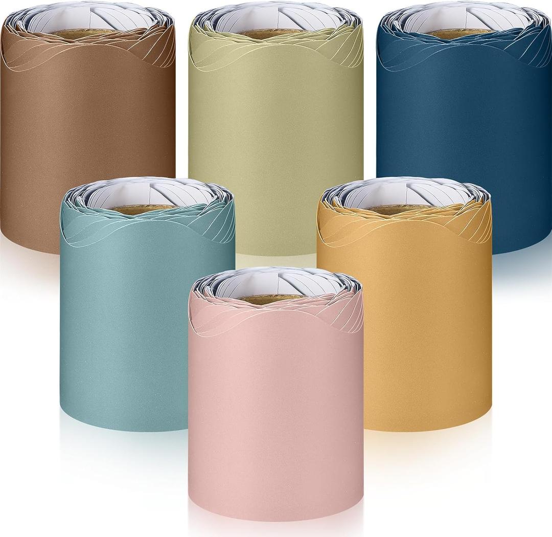 TaoBary 6 Rolls 98.4 ft Colorful Borders for Bulletin Board, Scalloped Trim Bulletin Board Decorations for Classroom Back to School Decor (Morandi Color)