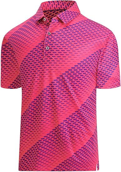 Hodaweisolp Golf Shirts for Men Dry Fit Print Moisture Wicking Performance Short Sleeve Polo Shirt (XX-Large)