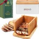 Bamboo Bread Slicer for Homemade Bread with Crumb Tray & Storage Box  Adjustable Slicing Guide for Sourdough, Bagels & Sandwiches  Gift for Bakers & Bread Makers (White)