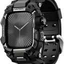 ULTIMAL Rugged Case with Band for Apple Watch 46mm,Compatible with Apple Watch Series 10, Military Grade Shockproof Bumper Cover for iWatch Tactical Band Men (46mm,Black)