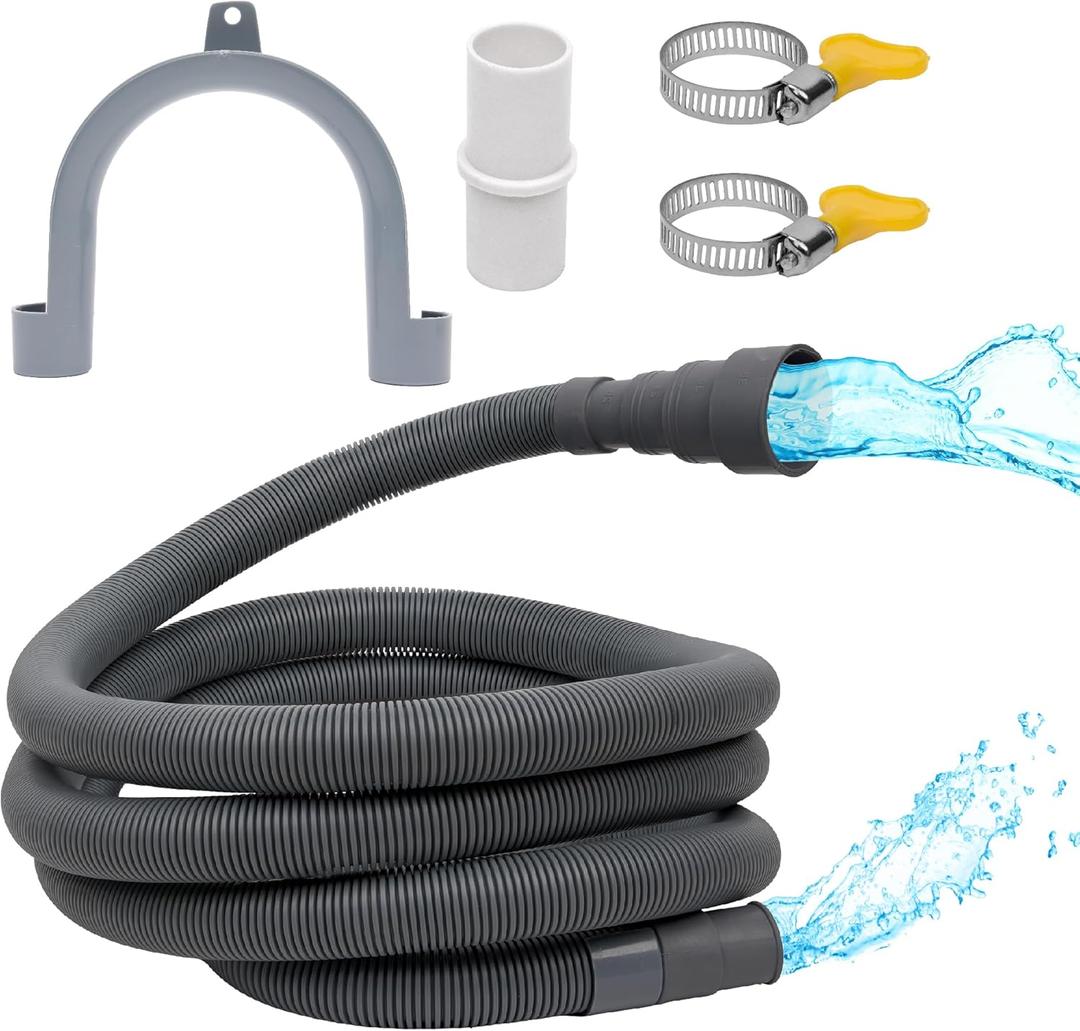 BlueStars 10 Feet Universal Dishwasher & Washing Machine Drain Hose  Flexible Corrugated Extension Kit with 1 Extension Adapter, 2 Clamps, 1 U-Bend Hose Holder