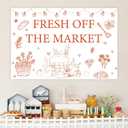 Farmer Market Bridal Shower Decoration 4.92*3.28ft Fresh Off The Market Backdrop Banner Fruit Vegetable Locally Grown Gardener Farm Bride To Be Bachelorette Engagement Wedding Party Supplies