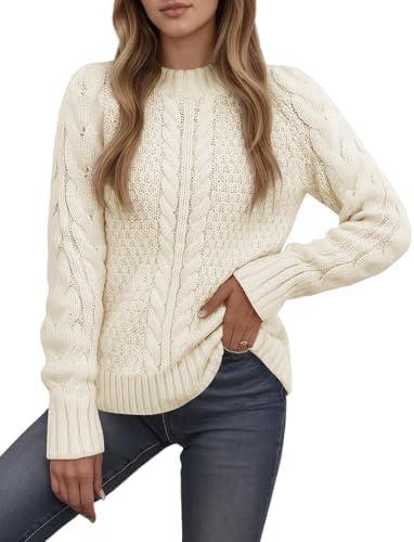 CiCiBird Women’s Cable Knit Sweater Fall Long Sleeve Crewneck Pullover Tops 2025 Fashion Casual Clothes Small