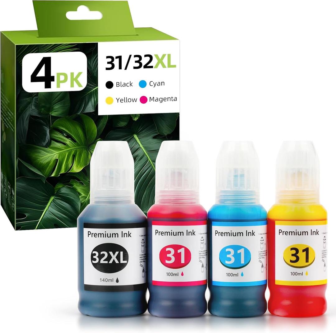 31 32XL Ink Refill Bottle Set Compatible with HP Smart Tank 5000 5101 5103 6001 7301 7001 7602 Printers Smart Tank 651 5000 5101 7301 7602 Printers