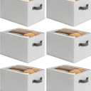 Cupic Cupid Storage Bins Closet, Fabric Closet Organizers and Storage, 6-Pack Baskets for Organizing, Large Storage Boxes with Handles for Clothes and Toys, Light Gray