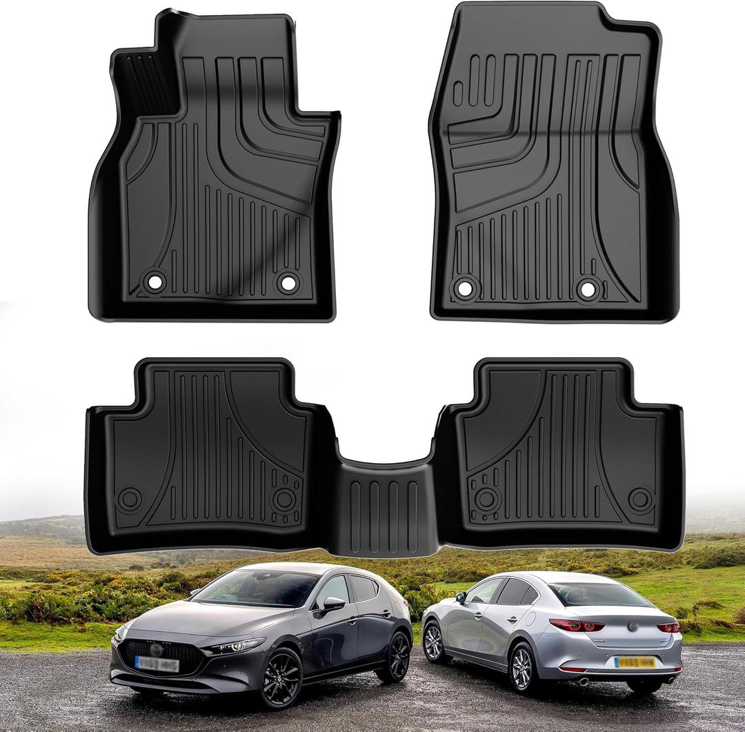 Floor Mats for Mazda 3 2019-2025 (All Models) | Silver Carbon Fiber Pattern & Black Carpet Front | 5-PC All-Weather Anti-Slip Waterproof LinersOriginal Floor Mats for 2019-2025 Mazda 3 All Models - Custom Fit TPE Floor Liners - All Weather Car Mats for Mazda 3 Accessories 2019-2025 1st & 2nd Row Heavy Duty Protection Floor Mat
Floor Mats for Mazda 3 2019-2025 (All Models) | Silver Carbon Fiber Pattern & Black Carpet Front | 5-PC All-Weather Anti-Slip Waterproof Liners