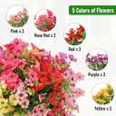 Powbrace Artificial Flowers Outdoor Fake Plants, Faux Silk Flowers Plastic Plants for Outdoors Indoor Outside Front Porch Hanging Planter Window Box Garden Home Spring Decoration, 14 Pack (Mix)