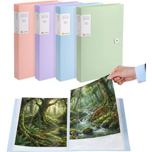 4 Pack Art Portfolios 9"x12", 60 Pockets Large Portfolio Folder Display 120 Pages, Pocket Binder with Plastic Sleeves, Diamond Painting Storage Book, Art Presentation Folder, Portfolio Binder, 12.2 x 9.06 x 1.57 inches