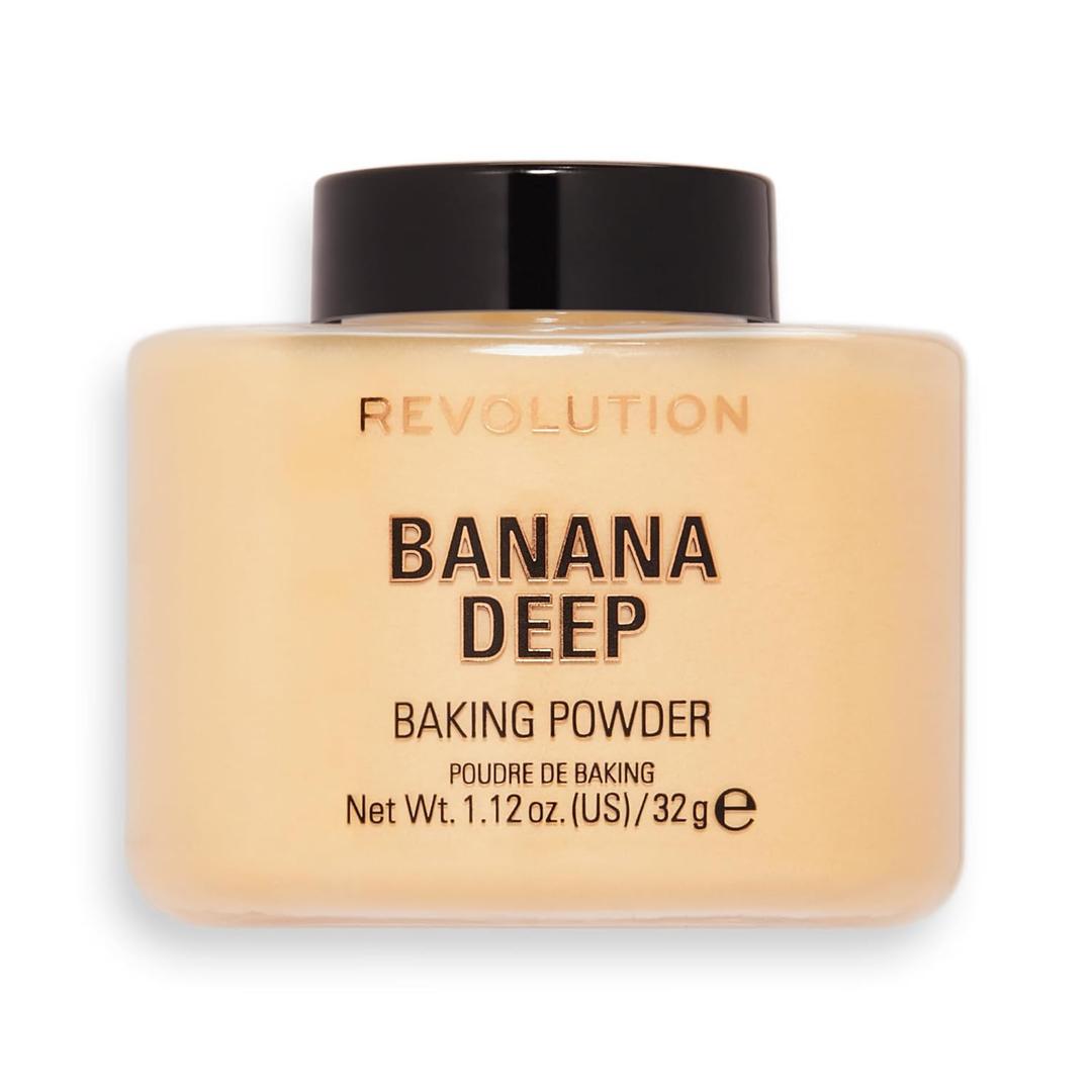 Revolution, Loose Baking Powder, Makeup Setting Powder, Long-Lasting Coverage, Mattifies & Reduces Shine, Banana Deep, 1.12 oz