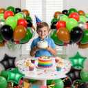 64Pcs Green and Brown Balloons 12inch Lime Green Red and Black Balloons Confetti Baloon with Star Ballons for Video Game Theme Birthday Jungle Safari Graduation Party Decorations Baby Shower