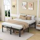Queen Size Metal Platform Bed Frame, 24 Inch Dual-Layer Heavy Duty Base