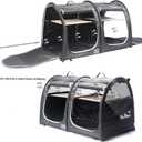 Mispace Portable Twin Compartment Show House Cat Cage Condo,Comfy Puppy Home Dog Travel Crate with Carry Bag/2 Hammocks/Mats & Collapsible Litter Box