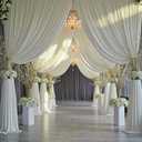 60ftx15ft Ivory Backdrop Curtain for Wedding Parties, 12 Panels Wrinkle Free 15 FT Long Polyester Photo Backdrop Drapes Back Drop Cloth for Birthday Photography Background, W5' x H15'