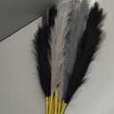 Serwalin Pampas Grass Decor Black Pampas Grass Decor, 45 cm 12 Pcs Faux Pampas Grass Modern Home Decor, Faux Pampas Grass White Grey Party Gothic Room Decor, Pampas Grass Bouquet Vase Filling