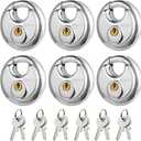 Keyed Alike Disc Padlock, 6PCS Stainless Steel Discus Lock with 2-3/4 in. Wide, 3/8 in. Diameter Shackle, Waterproof Discus Lock for Storage Unit, Sheds, Garages and Fence