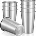 AojSup 8 Pack 16 oz Stainless Steel Pint Cups, Stainless Steel Cup, Pint Cup Tumbler, Water Tumbler, Unbreakable Metal Drinking Glasses for Bar, Home, Restaurant