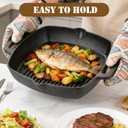 Cast Iron Grill Pan, 11 Inch Griddle Pan for Stove Top, Square Grill Pan with Handles for Stoves, Ovens, Barbecue