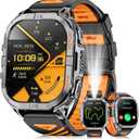 Military Smart Watch for Men Built-in GPS with LED Flashlight Compass, 2.13" AMOLED Tactical Smart Watches with Answer/Make Calls, 3ATM Waterproof Fitness Tracker for iPhone Android (Black)