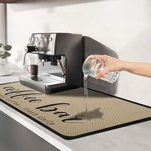 Dish Drying Mats for Kitchen Counter, Waterproof Coffee Mat for Countertop, Under Sink Mats, Coffee Bar Mat Accessories