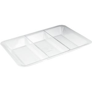 Elegant Clear Sovereign Sectional Plastic Tray, 9.5" x 14" (1 Pc) - Durable, Reusable and Sophisticated Design, Perfect for Serving, Entertaining & Display
