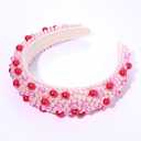 2 x Crystal Headbands for Women, Valentines Day Padded Pearl Headband Bejewelled Rhinestone Pearl Bridal Hair Hoop Wedding Hair Accessories (Pink Rose Red)