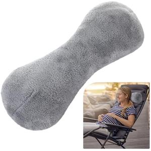 Colingmill 1 Pc Neck Pillow for Recliner Headrest Pillow Bone Shaped Chair Plush with Adjustable Strap Neck Support and Pain Relief Curve Head Cushion for Car Travel Airplane (Grey)
