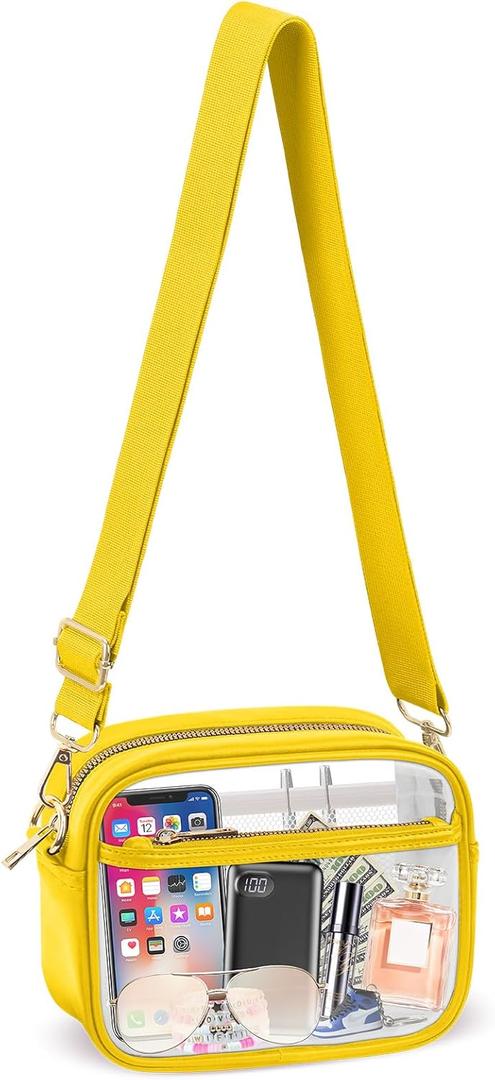 KETIEE Clear Crossbody Bag, Stadium Approved Clear Purse Bag for Concerts Sports Events Festivals (G4-macaron-yellow)