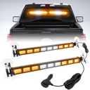 [Upgraded] Switchable 4 Colors Emergency Strobe Traffic Advisor Light Bar 162 LED Windshield 2 in 1 Visor Safety Warning Hazard Flashing Lights for Firefighter Police Truck Vehicle (Amber/White)