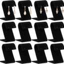 RattanView 12 Pieces Velvet Earring Display Stand Necklace Pendant Jewelry Stand Showcase Organizer Display Holder for Earring Pendant Accessory Rack (Curved Style,Black)