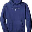 Faith Over Fear Christian Minimalist Jesus Christ Cross Pullover Hoodie, Large