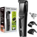 FERRISA Vacuum Beard Trimmer for Men, Rechargeable Mustache Trimmer for Men with Adjustable Length Comb, Cordless Electric Mens Beard Trimmer with Built-in Vacuum for Mustache, Sideburns