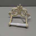 Fleur De Lis Cast Iron Toilet Paper Holder  Wall Mounted Tissue Dispenser  European Vintage Design  7.28" x 6.29" x 3.74"  Includes Screws and Anchors  Antique White