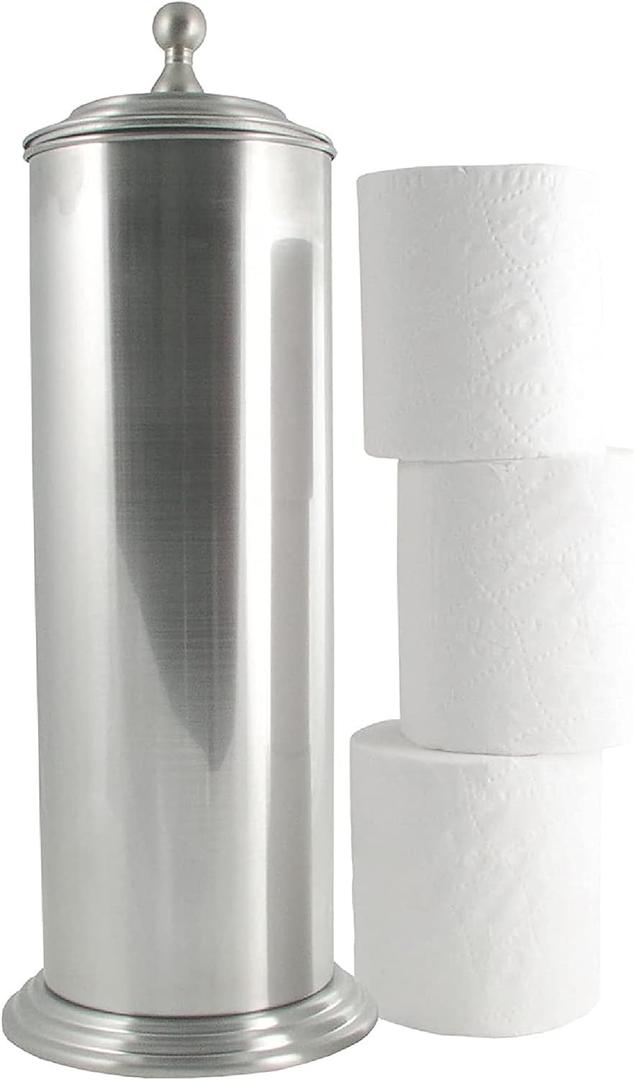 LDR Industries 164 6456BN Ashton Free Standing Regular Size Roll Toilet Paper Holder Canister, Brushed Nickel