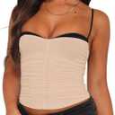 Women Sexy Y2k Double Lined Shelf Bra Tank Top Dressy Crop Corset Camisole Top with Built in Bra for Date Night Club, Large