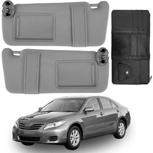 fit for Toyota Camry Sun Visor Replacement, fit for 2007 2008 2009 2010 2011 Toyota Camry and Hybrid Without Light, Driver&Passenger Side, 74310-06750-B0 74320-06780-B0 (2PCS-Gray)