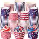 Newtay 120 Pcs 4th of July Paper Ice Cream Cups Bulk American Flag Disposable Paper Cups 8oz Patriotic Ice Cream Bowls Dessert Treat Snack Soup Bowls Party Supplies for Independence Day Party Favor, one size