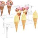 15 Holes Cupcake Stand- Ice Cream Cone Holder Stand with 3 Layers, Clear Acrylic & 1.26inch Diameter for Parties and Displays