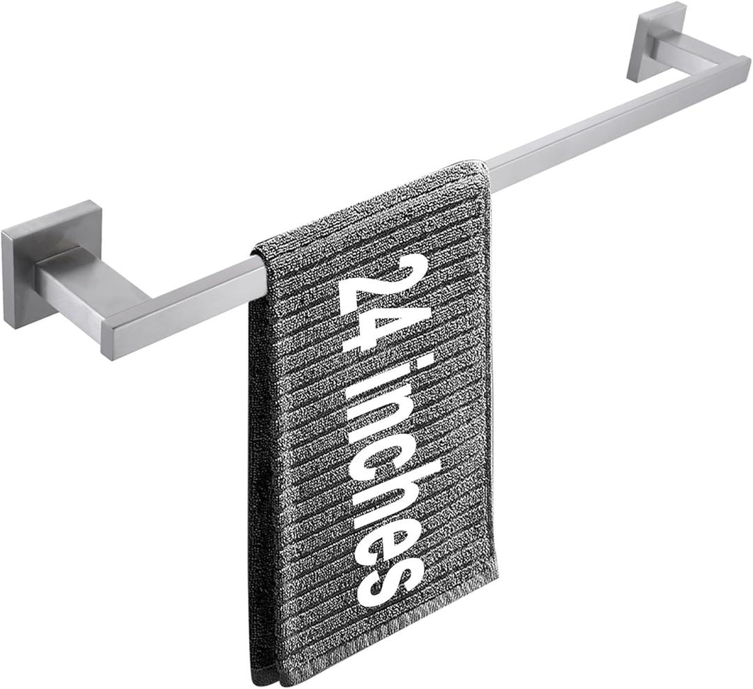 LANC 24-Inche Bathroom Towel Bar for Bathroom Wall Mounted Brushed Nickel Bath Towel Rack Stainless Steel Towel Rod for Toilet Kitchen Towel Holder Towel Hanger Towel Rail, A9010BN-L6